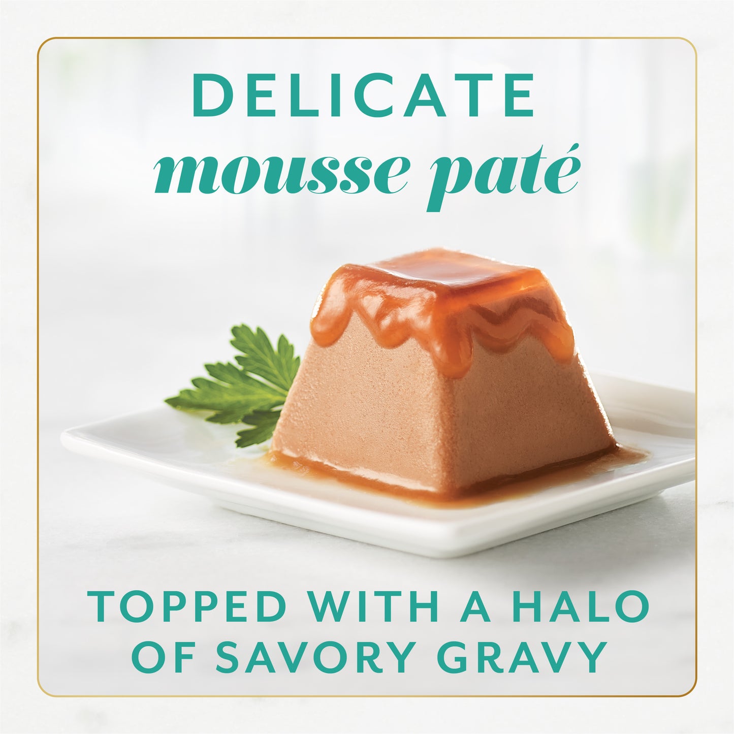 Delicate mousse pate topped with a halo of savory gravy