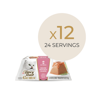 Dual pack of Fancy Feast Gems Mousse Pate cat food with salmon, 24 entrees