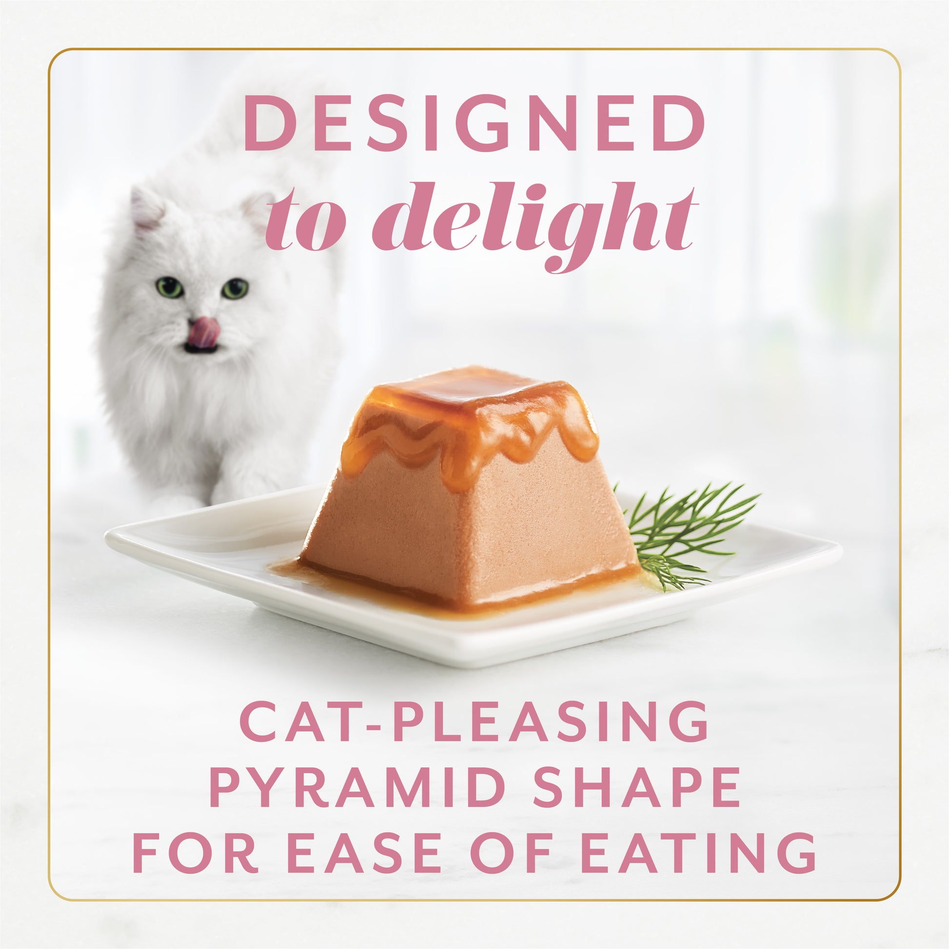 Designed to delight. Cat-pleasing pyramid shape for ease of eating