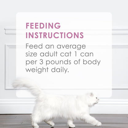 Feeding Instructions. Feed an average size adult cat 1 can per 3 pounds of body weight daily.