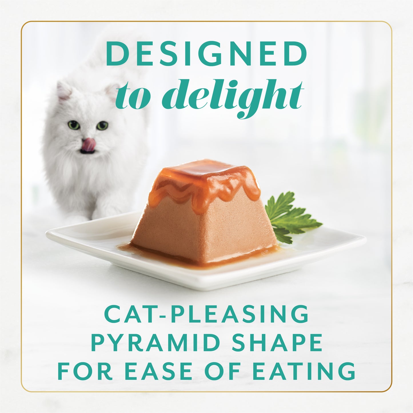 Designed to delight. Cat-pleasing pyramid shape for ease of eating