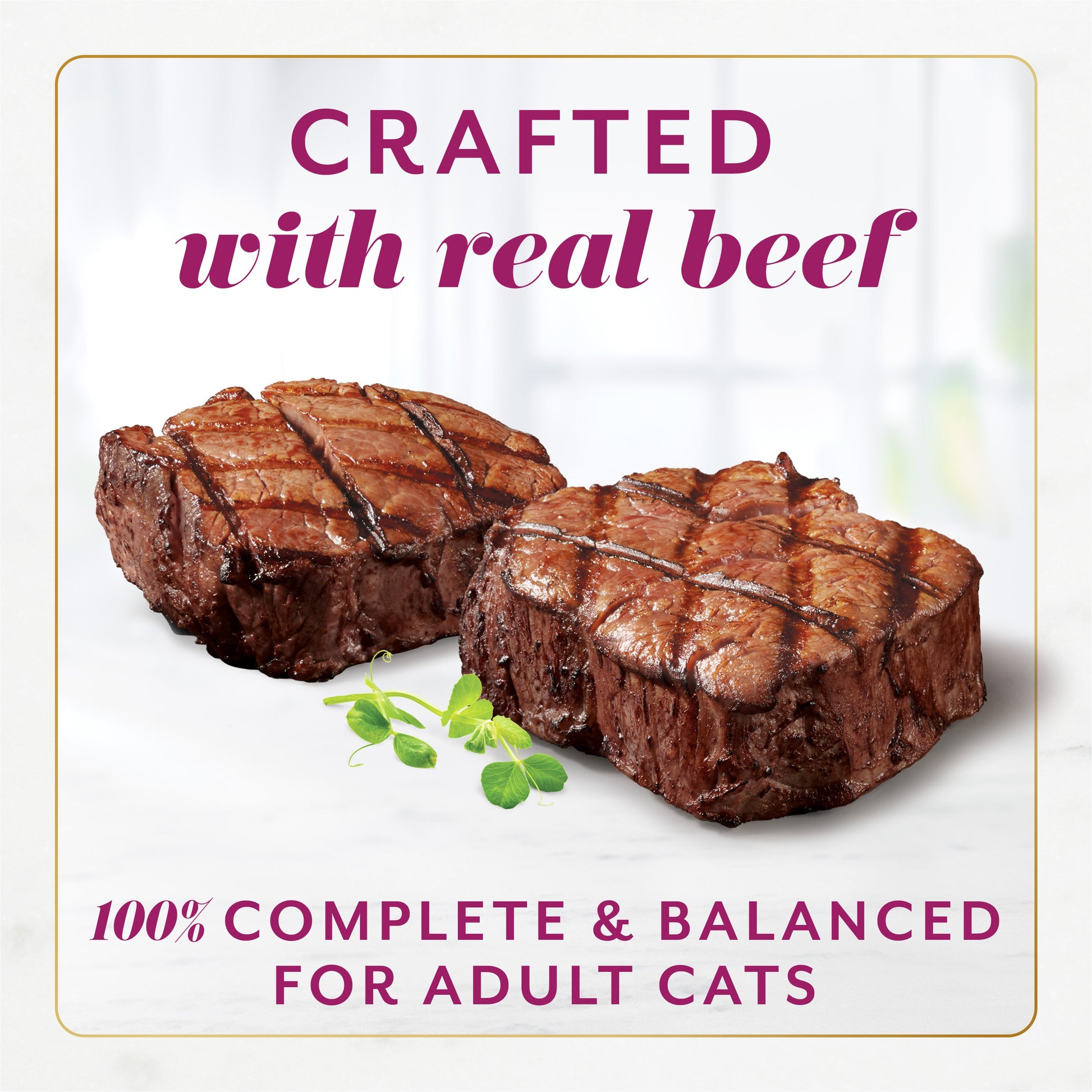 Crafted with real beef. 100% complete and balanced for adult cats