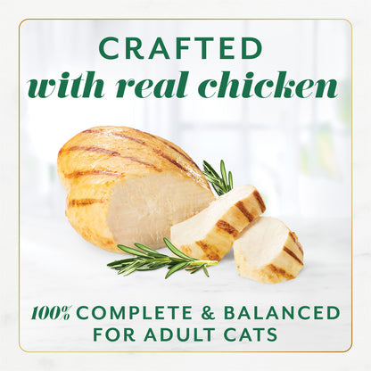 Crafted with real chicken. 100% complete and balanced for adult cats