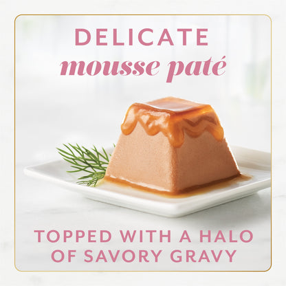 Delicate salmon mousse pate topped with a halo of savory gravy