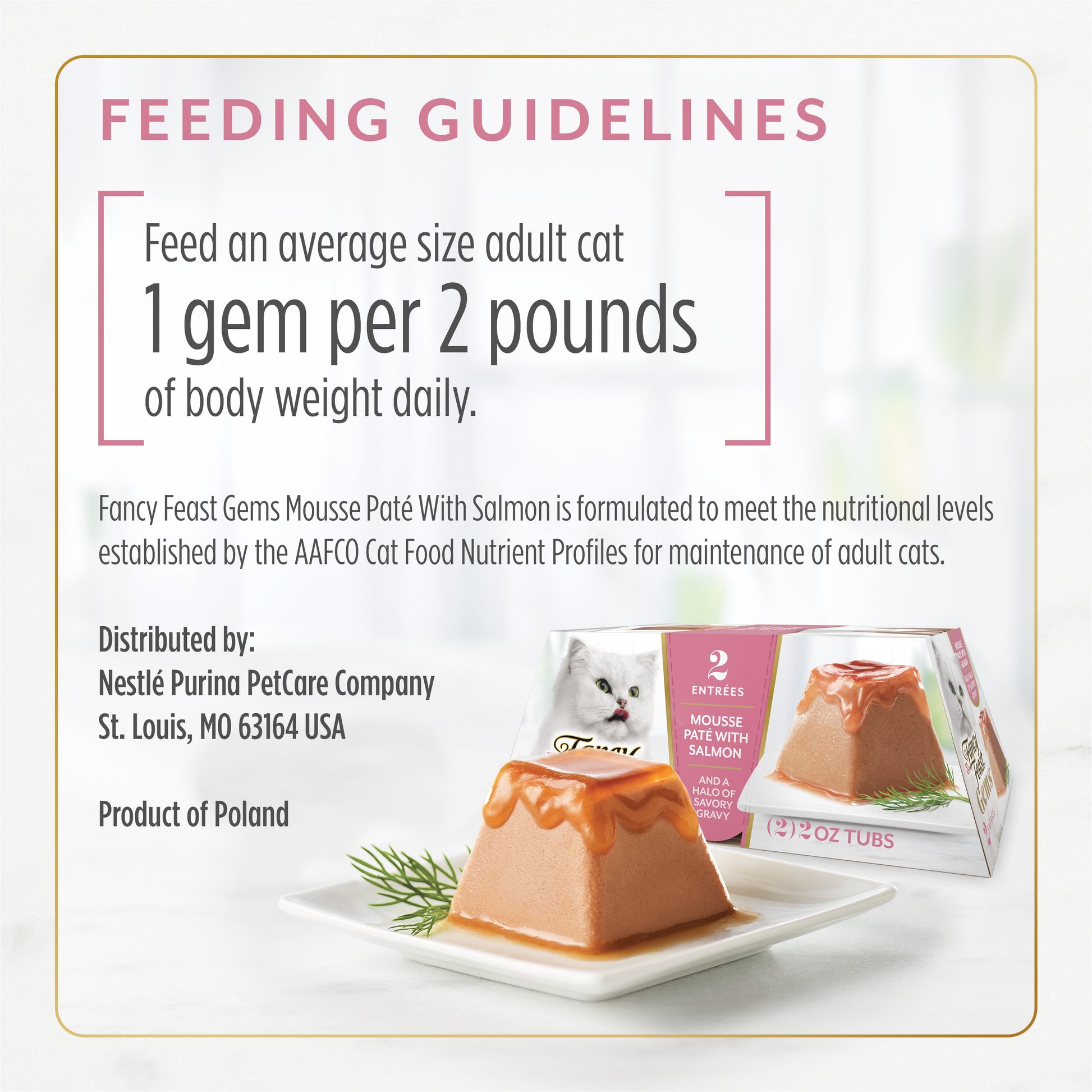 Fancy Feast Gems Mousse Pate with Salmon feeding guidelines