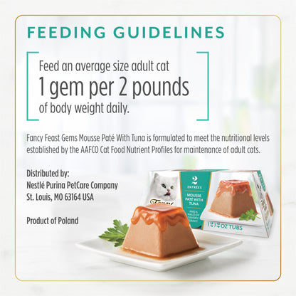 Fancy Feast Gems Mousse Pate with Tuna feeding guidelines